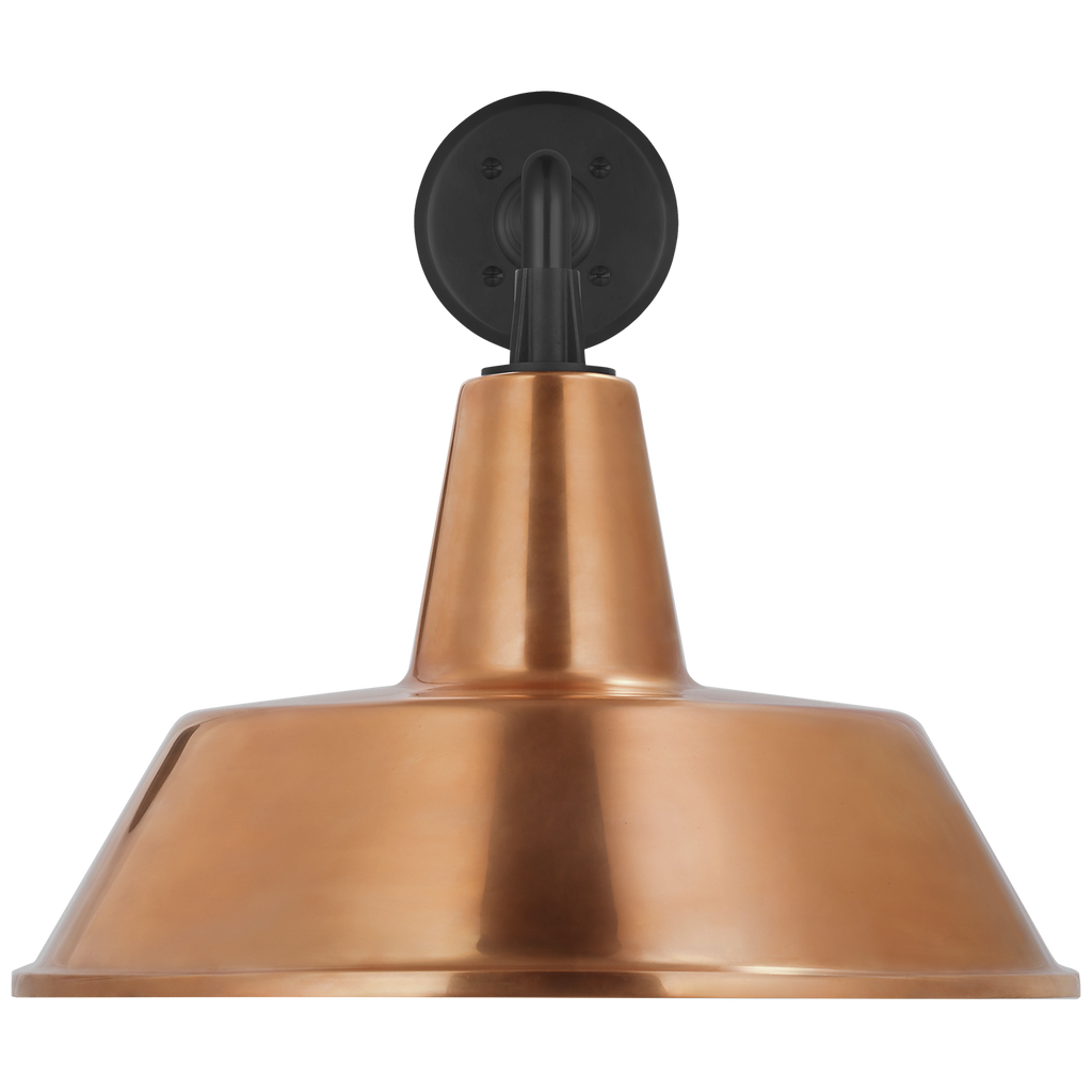 Academy 17.5" Mack Barn Light | Matte Black | 16 | 16" Soft Copper Bowers Shade