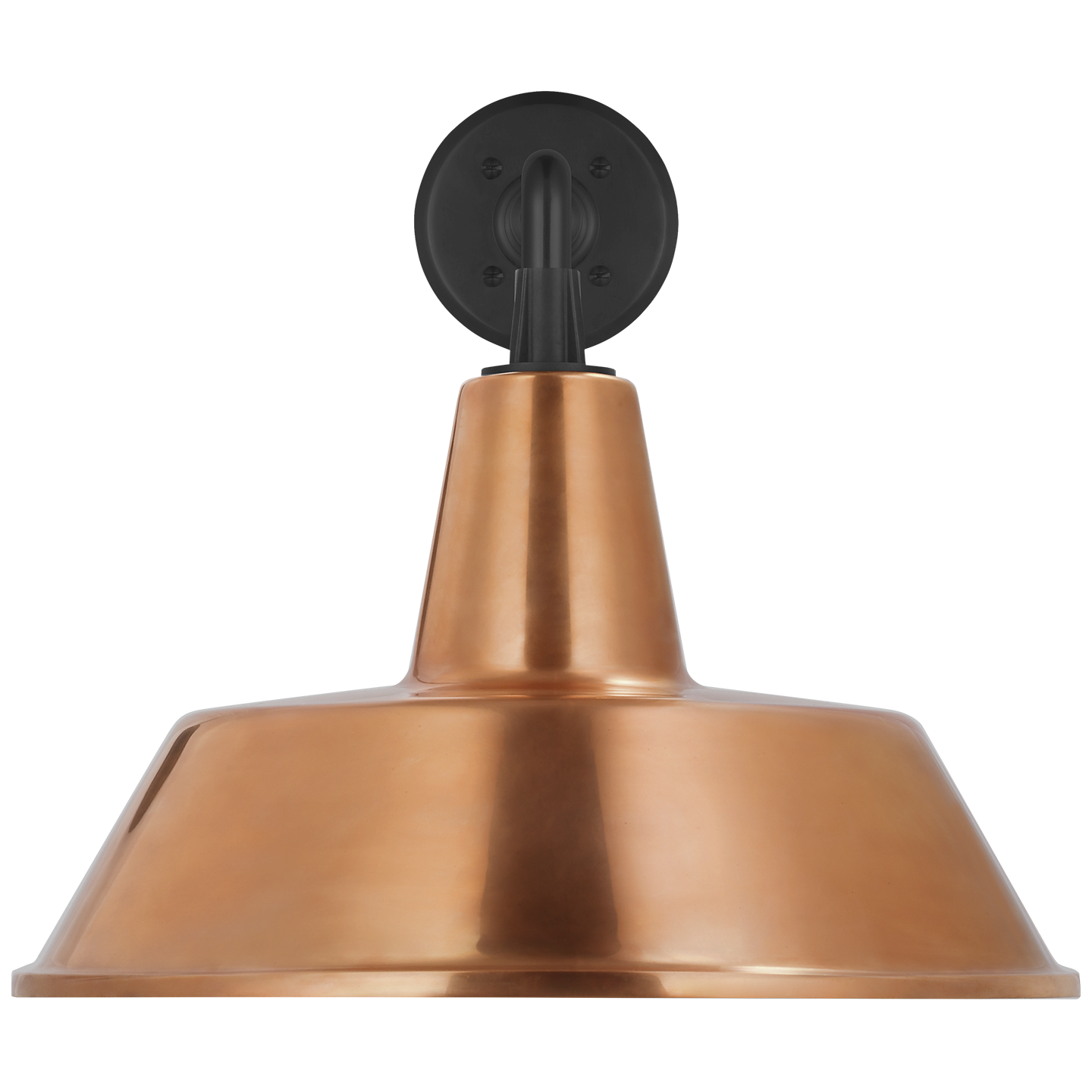 Academy 17.5" Mack Barn Light | Matte Black | 16 | 16" Soft Copper Bowers Shade