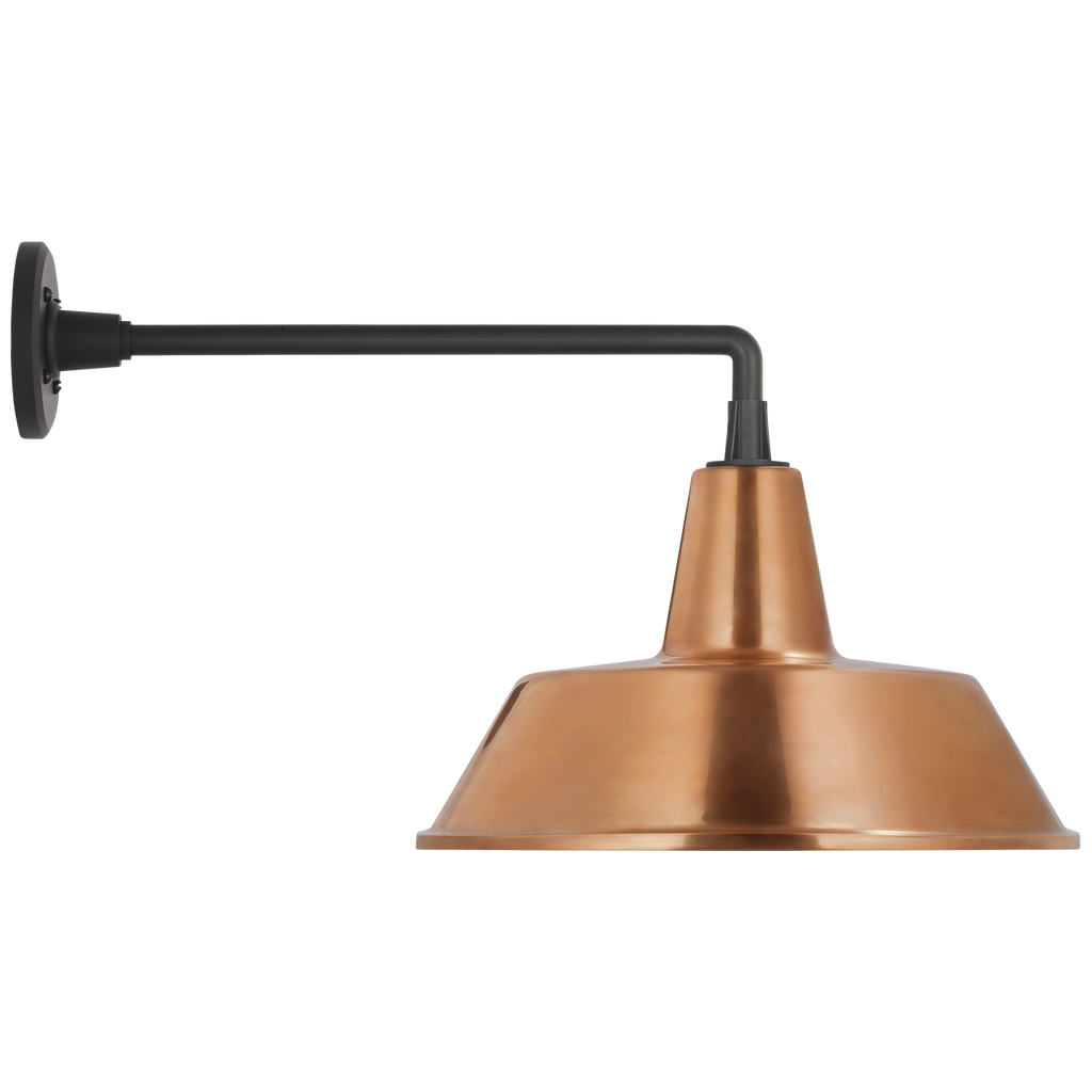 Academy 17.5" Mack Barn Light | Matte Black | 16 | 16" Soft Copper Bowers Shade