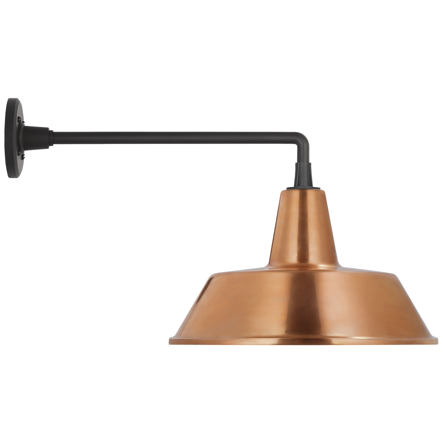 Academy 17.5" Mack Barn Light | Matte Black | 16 | 16" Soft Copper Bowers Shade
