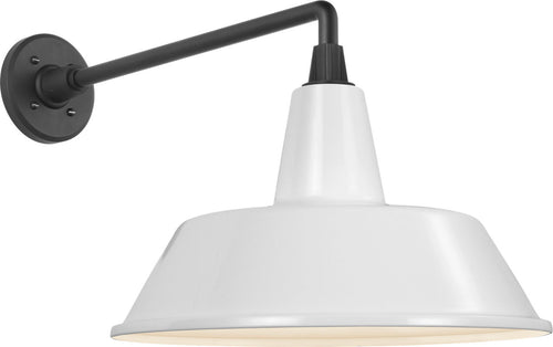 Academy 17.5" Mack Barn Light | Matte Black | 16 | 16" White Bowers Shade