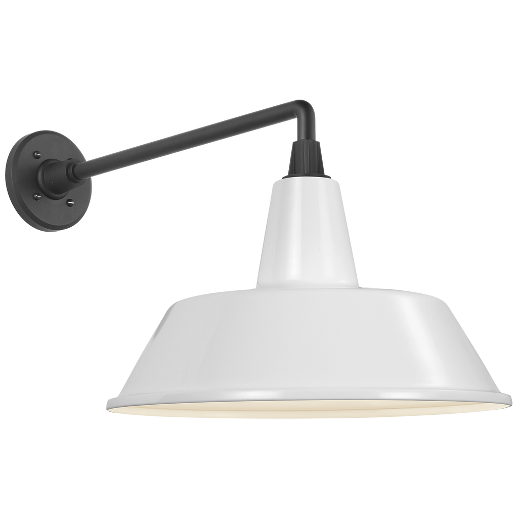 Academy 17.5" Mack Barn Light | Matte Black | 16 | 16" White Bowers Shade