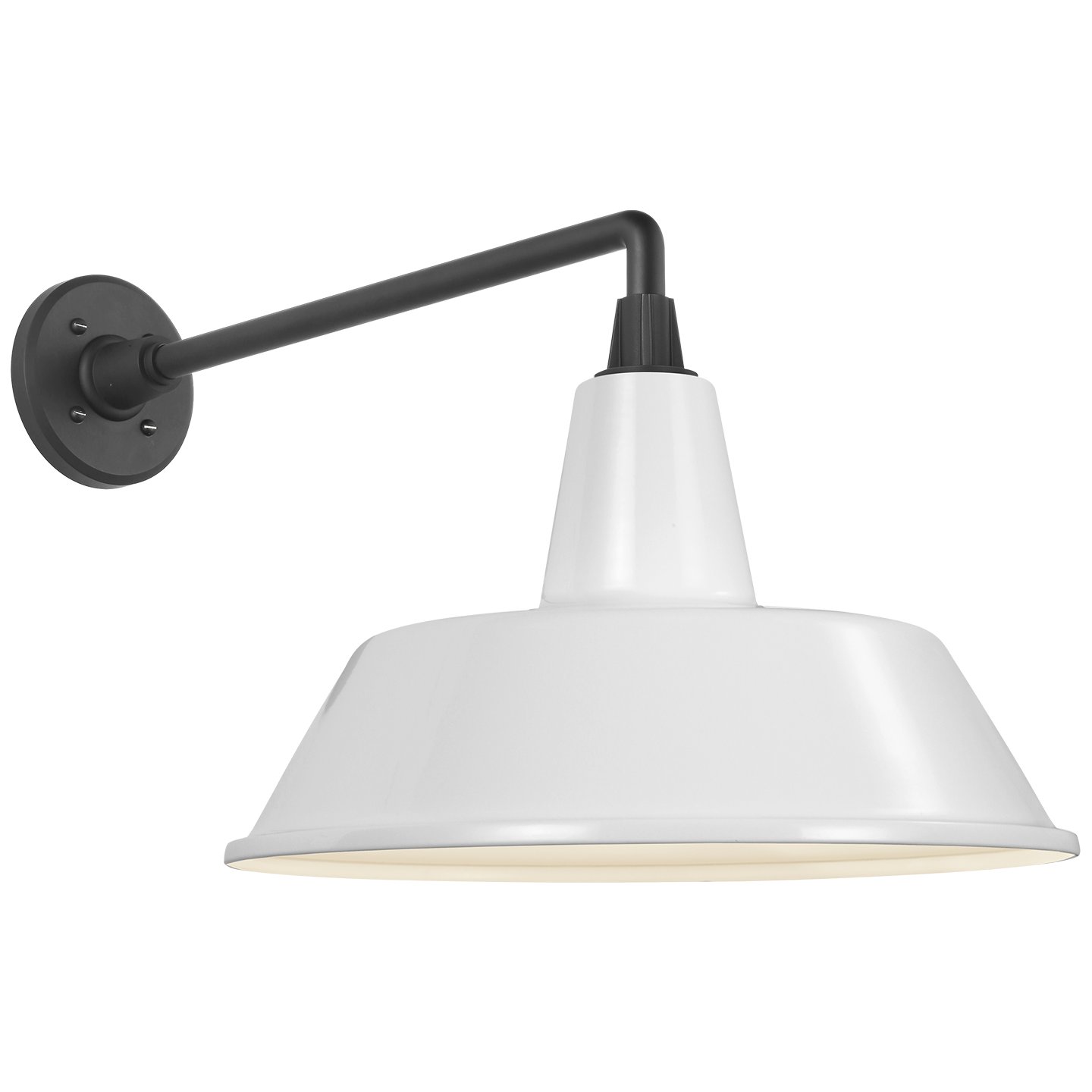 Academy 17.5" Mack Barn Light | Matte Black | 16 | 16" White Bowers Shade