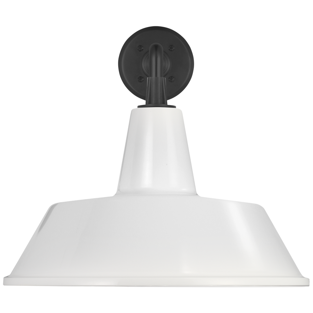 Academy 17.5" Mack Barn Light | Matte Black | 16 | 16" White Bowers Shade