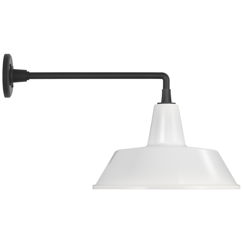 Academy 17.5" Mack Barn Light | Matte Black | 16 | 16" White Bowers Shade