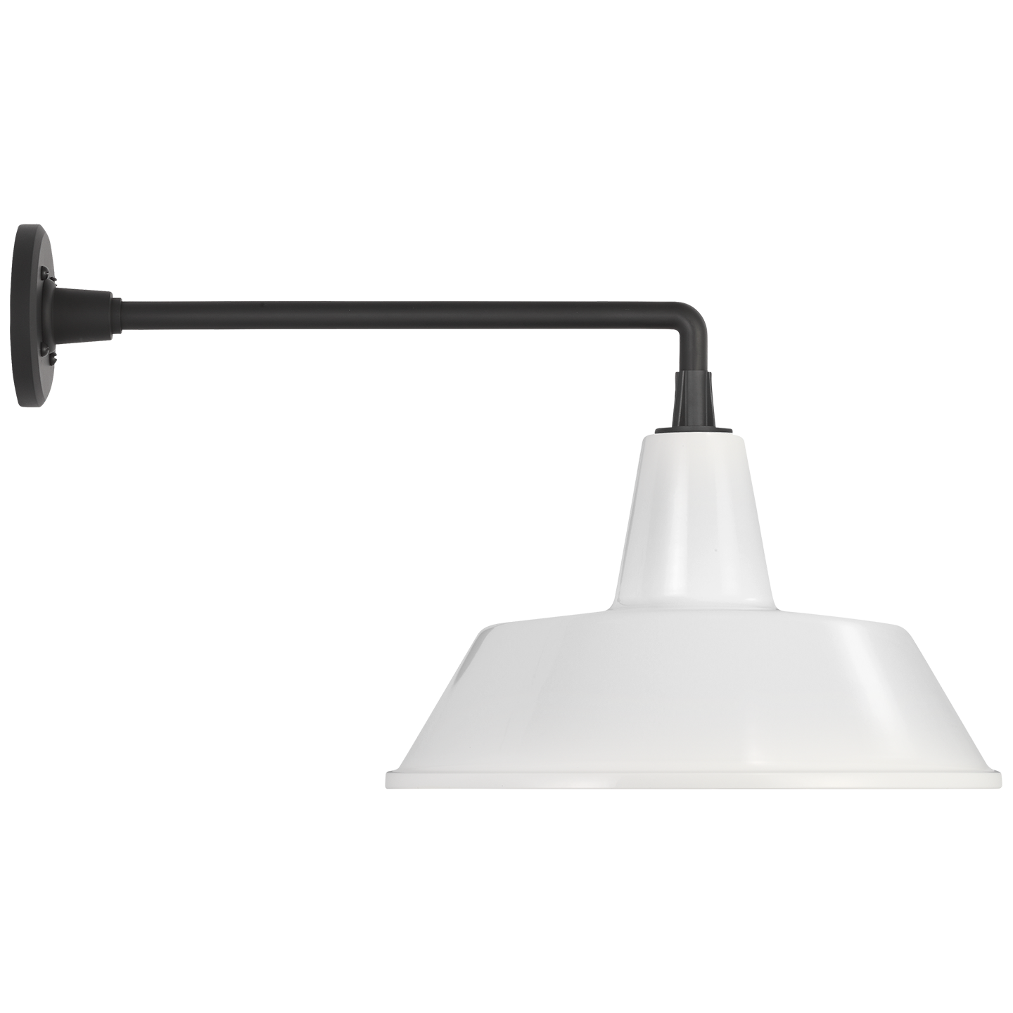 Academy 17.5" Mack Barn Light | Matte Black | 16 | 16" White Bowers Shade