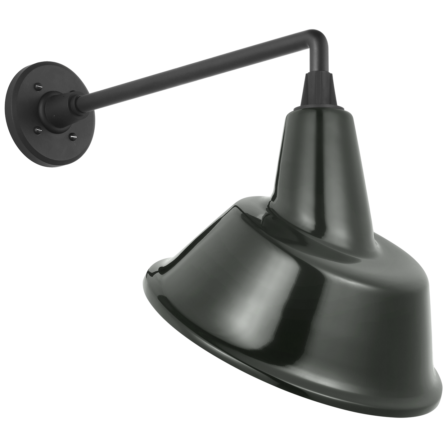 Academy 17.5" Mack Barn Light | Matte Black | 12.5 | 12.5" Green Tilted Bowers Shade