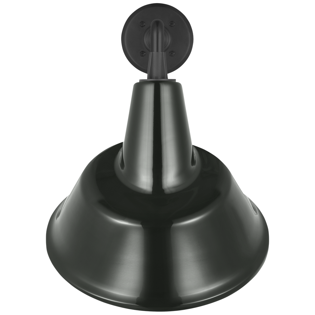 Academy 17.5" Mack Barn Light | Matte Black | 12.5 | 12.5" Green Tilted Bowers Shade