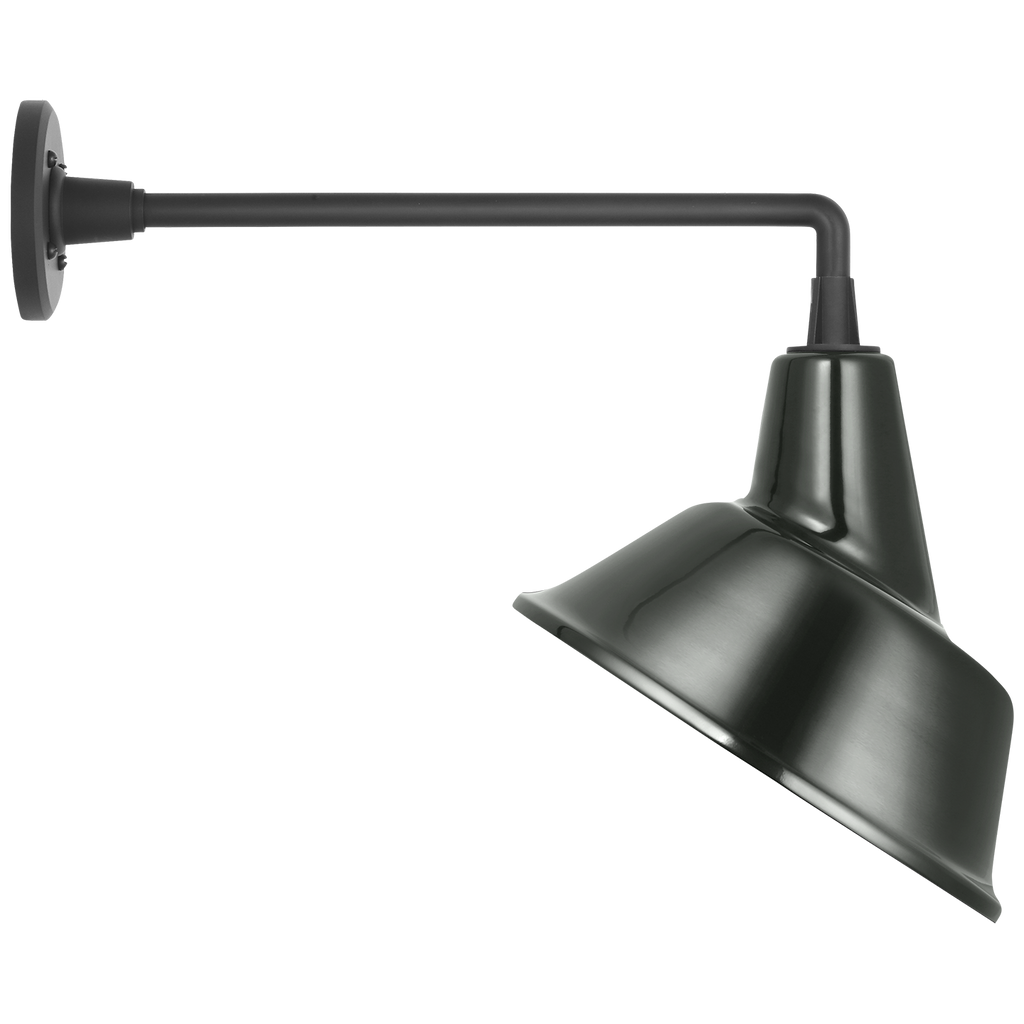 Academy 17.5" Mack Barn Light | Matte Black | 12.5 | 12.5" Green Tilted Bowers Shade