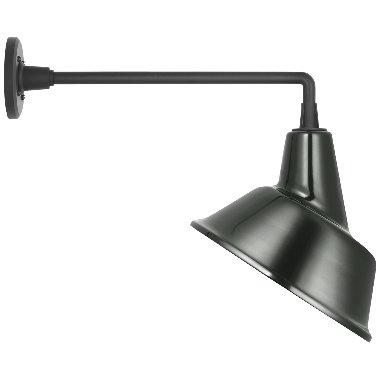 Academy 17.5" Mack Barn Light | Matte Black | 12.5 | 12.5" Green Tilted Bowers Shade