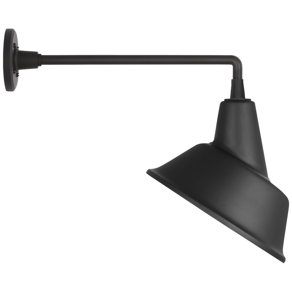 Academy 17.5" Mack Barn Light | Matte Black | 12.5 | 12.5" Matte Black Tilted Bowers Shade