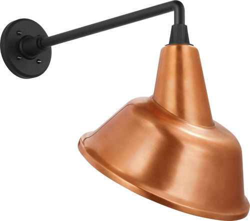 Academy 17.5" Mack Barn Light | Matte Black | 12.5 | 12.5" Soft Copper Tilted Bowers Shade