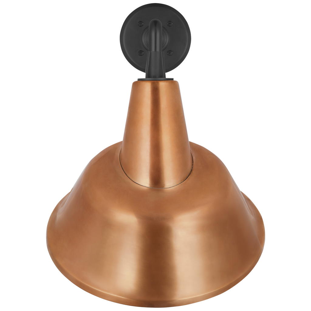 Academy 17.5" Mack Barn Light | Matte Black | 12.5 | 12.5" Soft Copper Tilted Bowers Shade