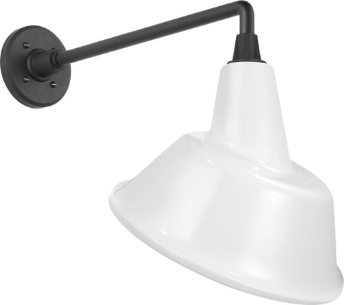 Academy 17.5" Mack Barn Light | Matte Black | 12.5 | 12.5" White Tilted Bowers Shade