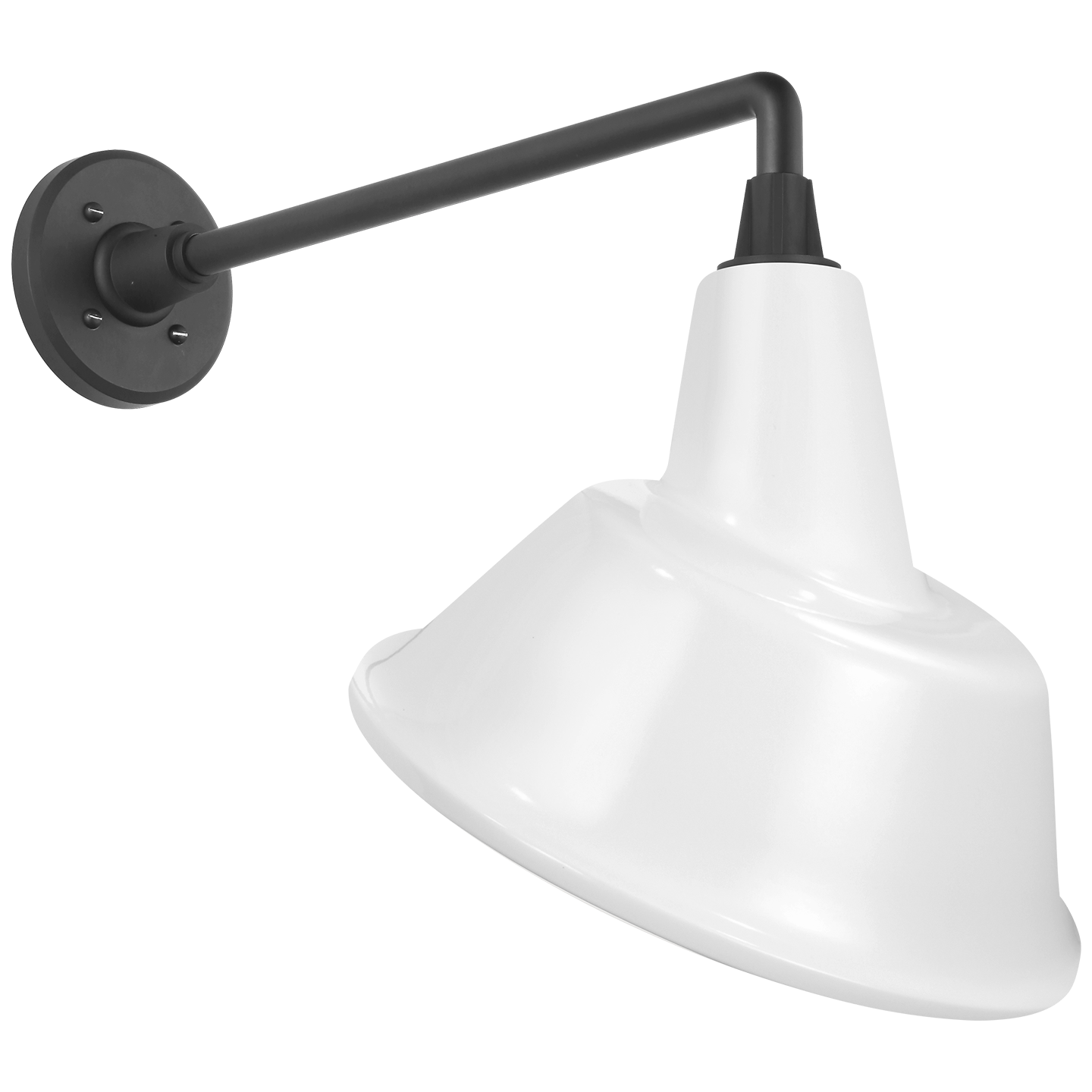 Academy 17.5" Mack Barn Light | Matte Black | 12.5 | 12.5" White Tilted Bowers Shade
