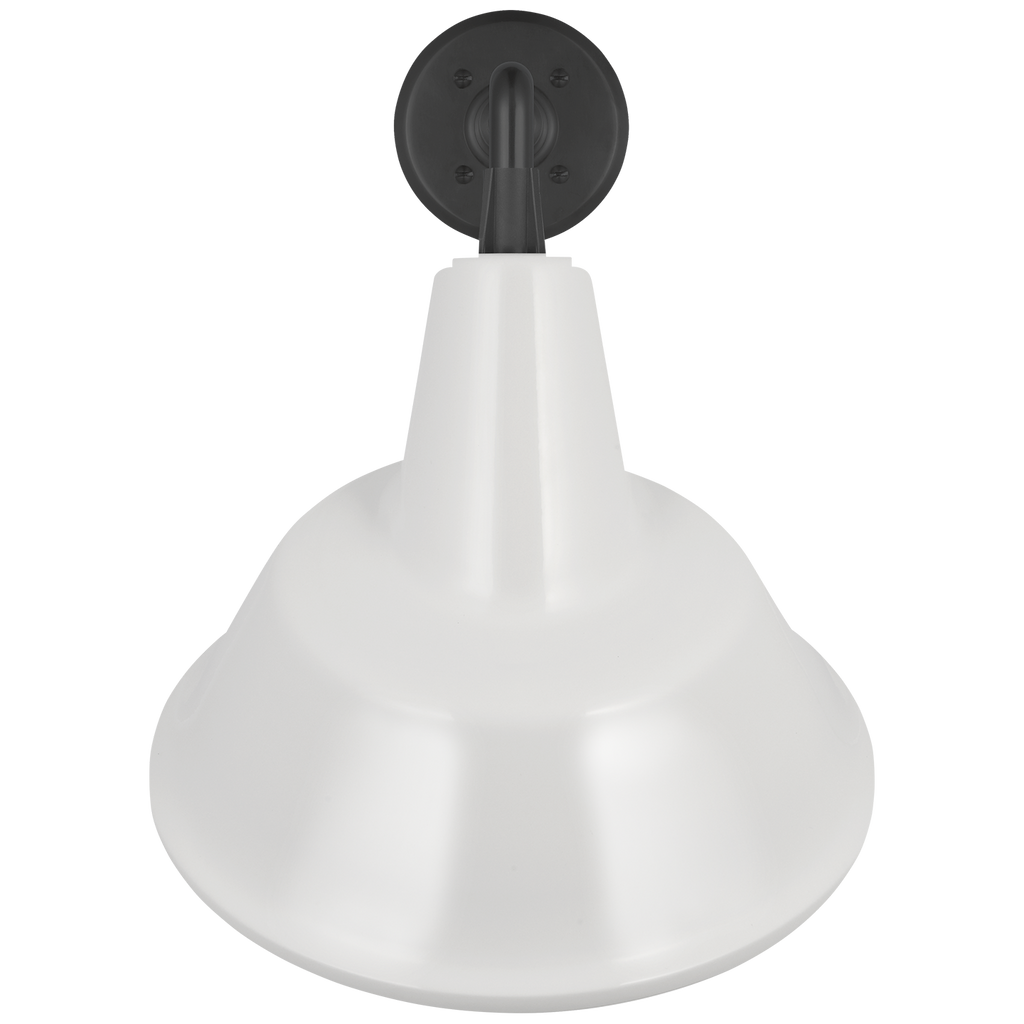 Academy 17.5" Mack Barn Light | Matte Black | 12.5 | 12.5" White Tilted Bowers Shade