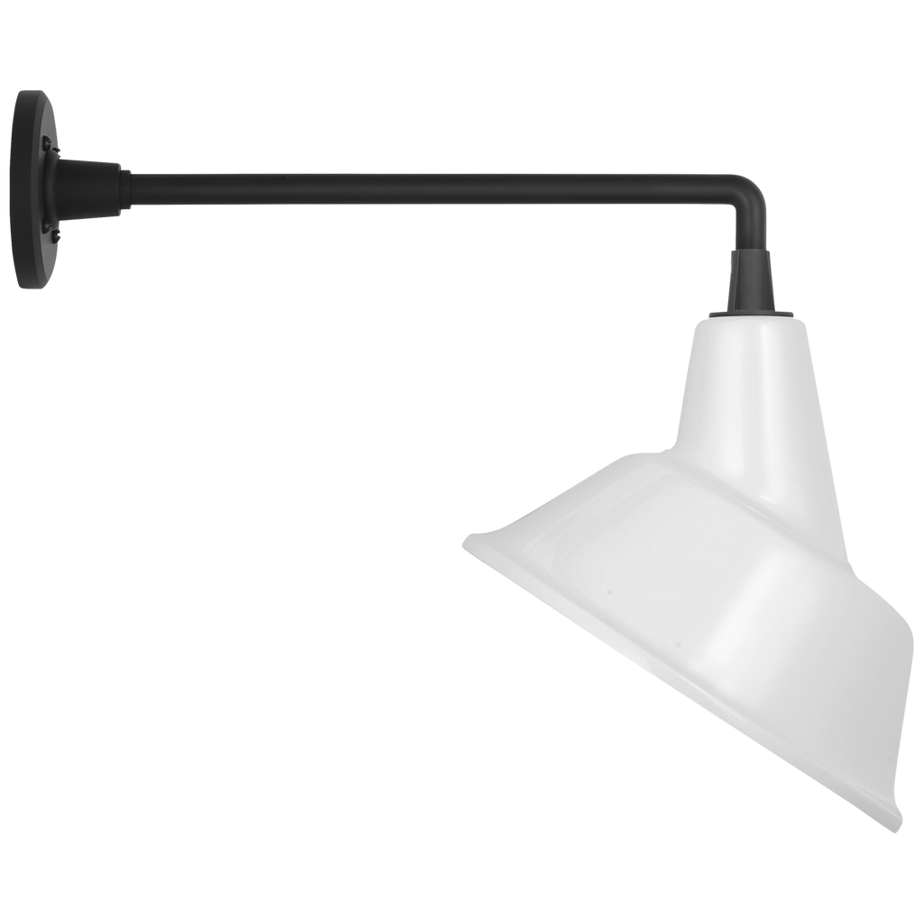 Academy 17.5" Mack Barn Light | Matte Black | 12.5 | 12.5" White Tilted Bowers Shade