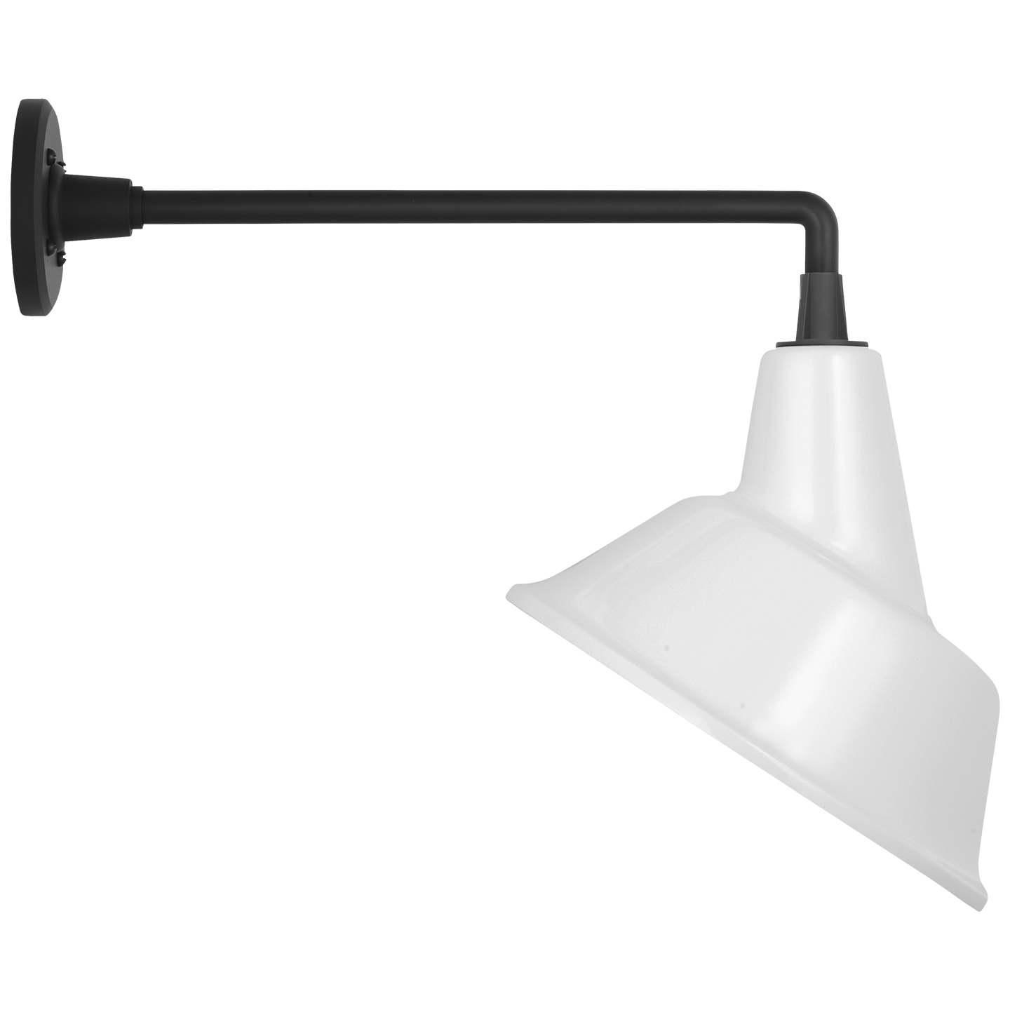 Academy 17.5" Mack Barn Light | Matte Black | 12.5 | 12.5" White Tilted Bowers Shade