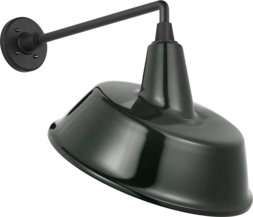 Academy 17.5" Mack Barn Light | Matte Black | 16 | 16" Green Tilted Bowers Shade
