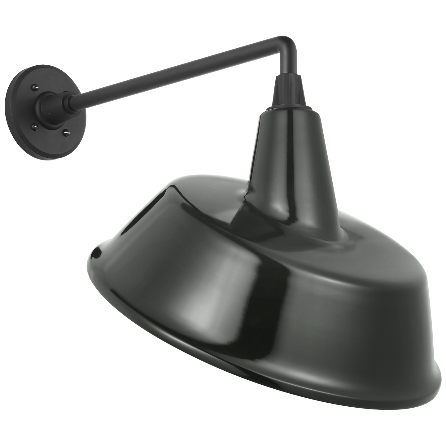 Academy 17.5" Mack Barn Light | Matte Black | 16 | 16" Green Tilted Bowers Shade