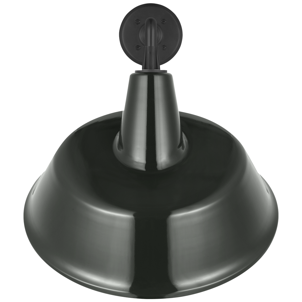 Academy 17.5" Mack Barn Light | Matte Black | 16 | 16" Green Tilted Bowers Shade