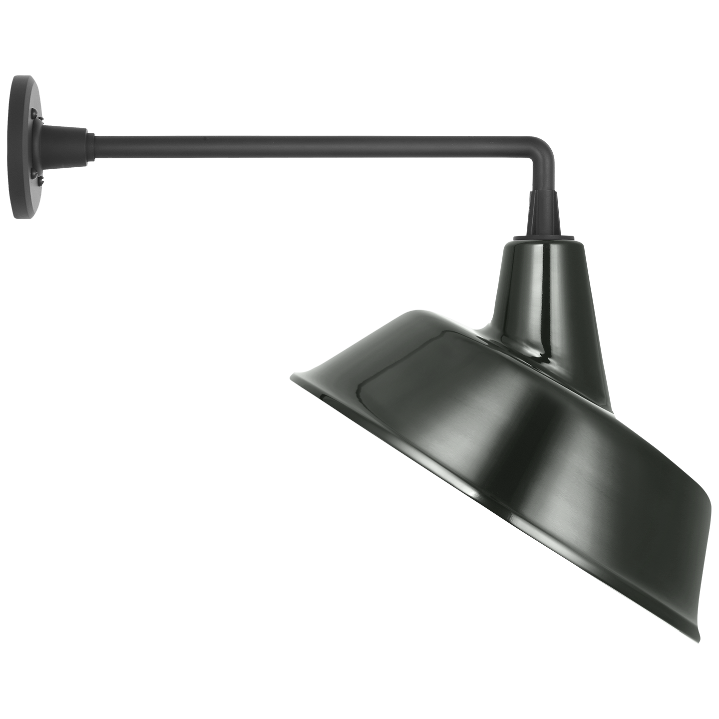 Academy 17.5" Mack Barn Light | Matte Black | 16 | 16" Green Tilted Bowers Shade