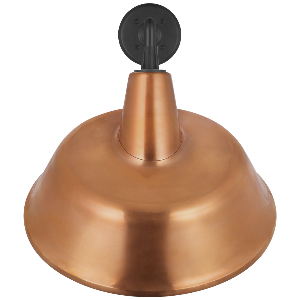 Academy 17.5" Mack Barn Light | Matte Black | 16 | 16" Soft Copper Tilted Bowers Shade