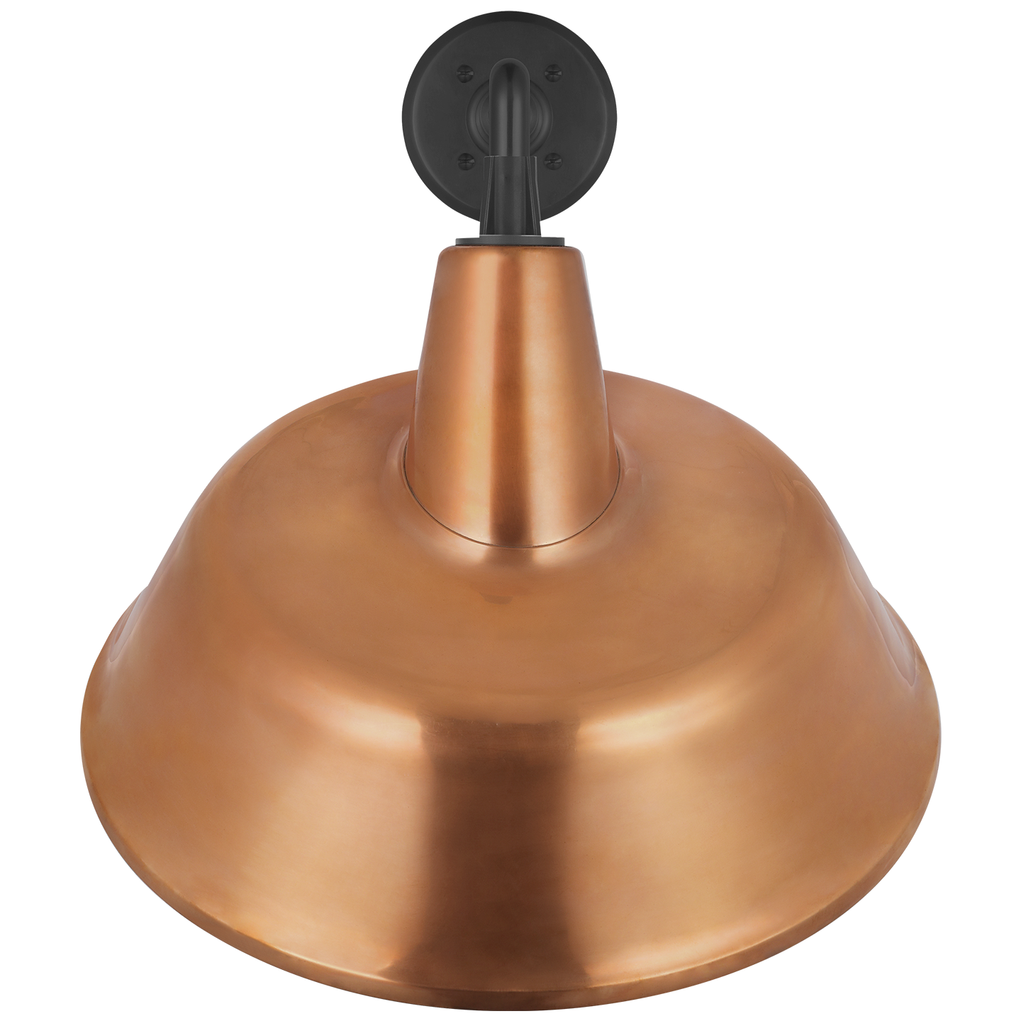 Academy 17.5" Mack Barn Light | Matte Black | 16 | 16" Soft Copper Tilted Bowers Shade