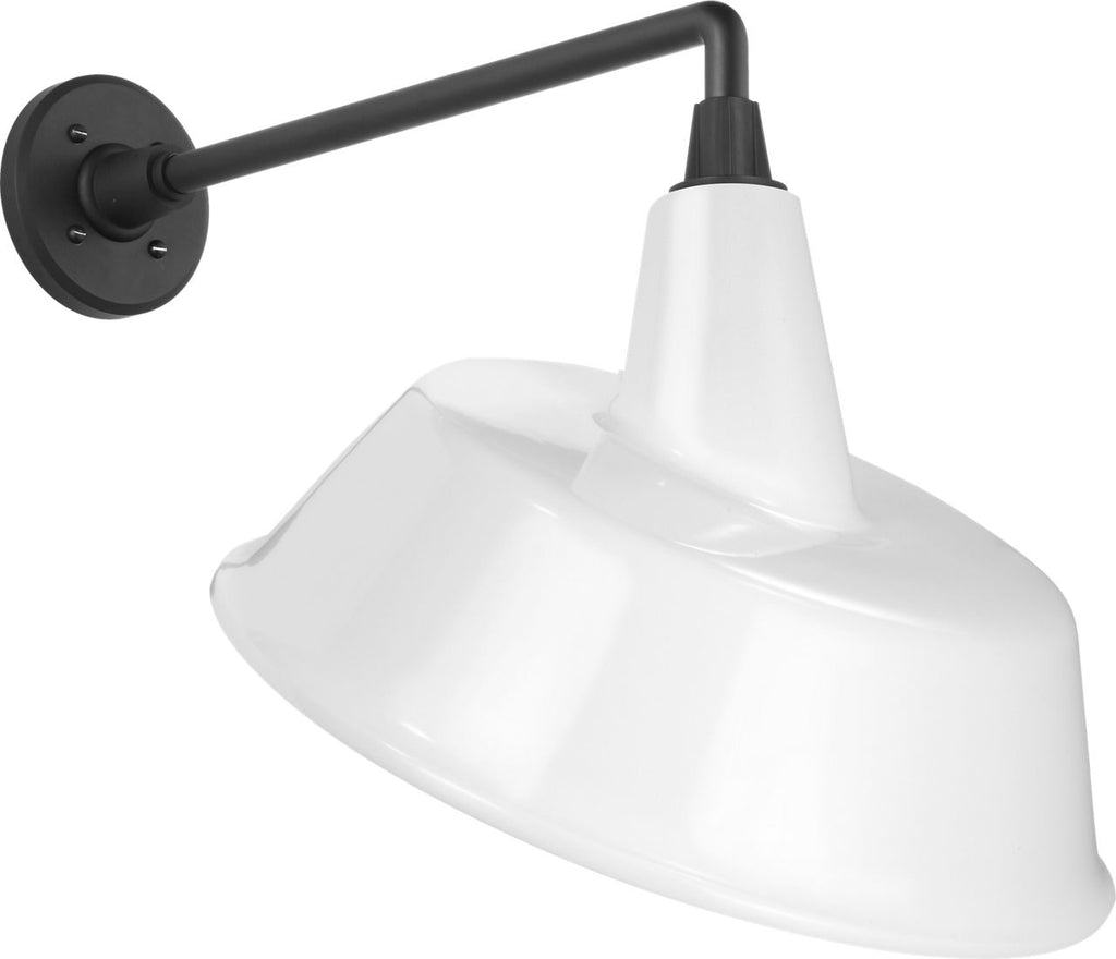 Academy 17.5" Mack Barn Light | Matte Black | 16 | 16" White Tilted Bowers Shade