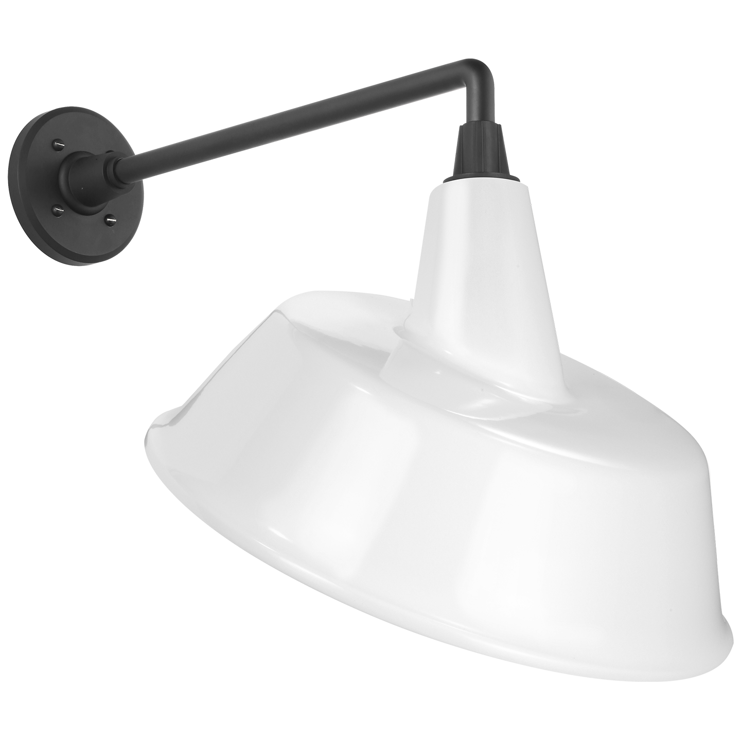 Academy 17.5" Mack Barn Light | Matte Black | 16 | 16" White Tilted Bowers Shade