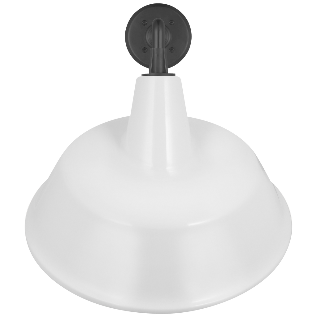 Academy 17.5" Mack Barn Light | Matte Black | 16 | 16" White Tilted Bowers Shade