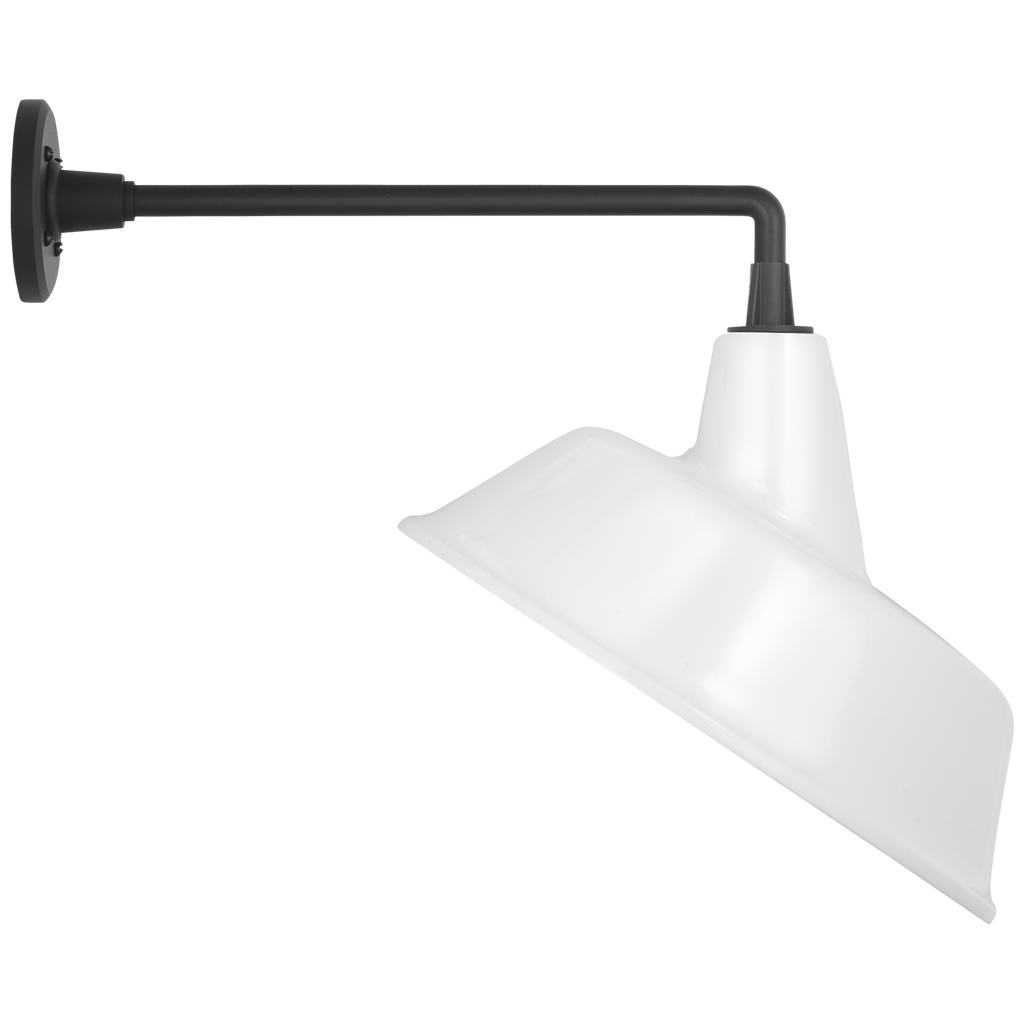 Academy 17.5" Mack Barn Light | Matte Black | 16 | 16" White Tilted Bowers Shade