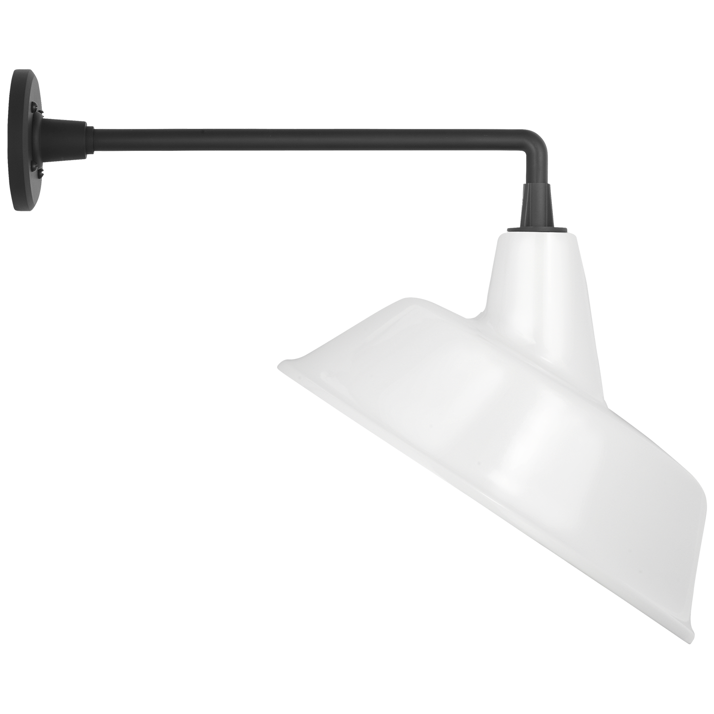 Academy 17.5" Mack Barn Light | Matte Black | 16 | 16" White Tilted Bowers Shade
