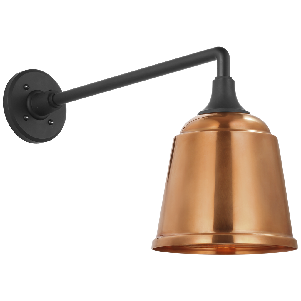 Academy 17.5" Mack Barn Light | Matte Black | 8 | 8" Soft Copper Rockhouse Shade
