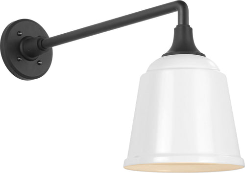 Academy 17.5" Mack Barn Light | Matte Black | 8 | 8" White Rockhouse Shade