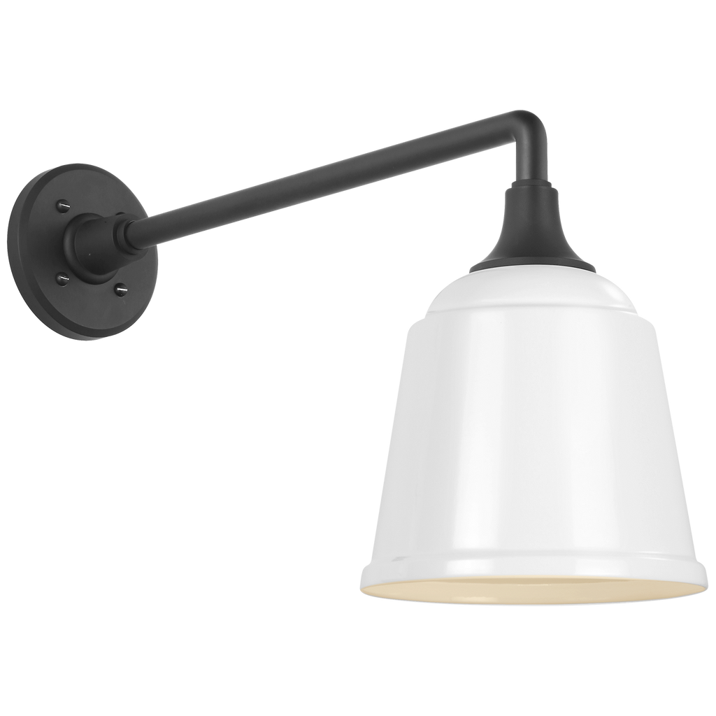 Academy 17.5" Mack Barn Light | Matte Black | 8 | 8" White Rockhouse Shade