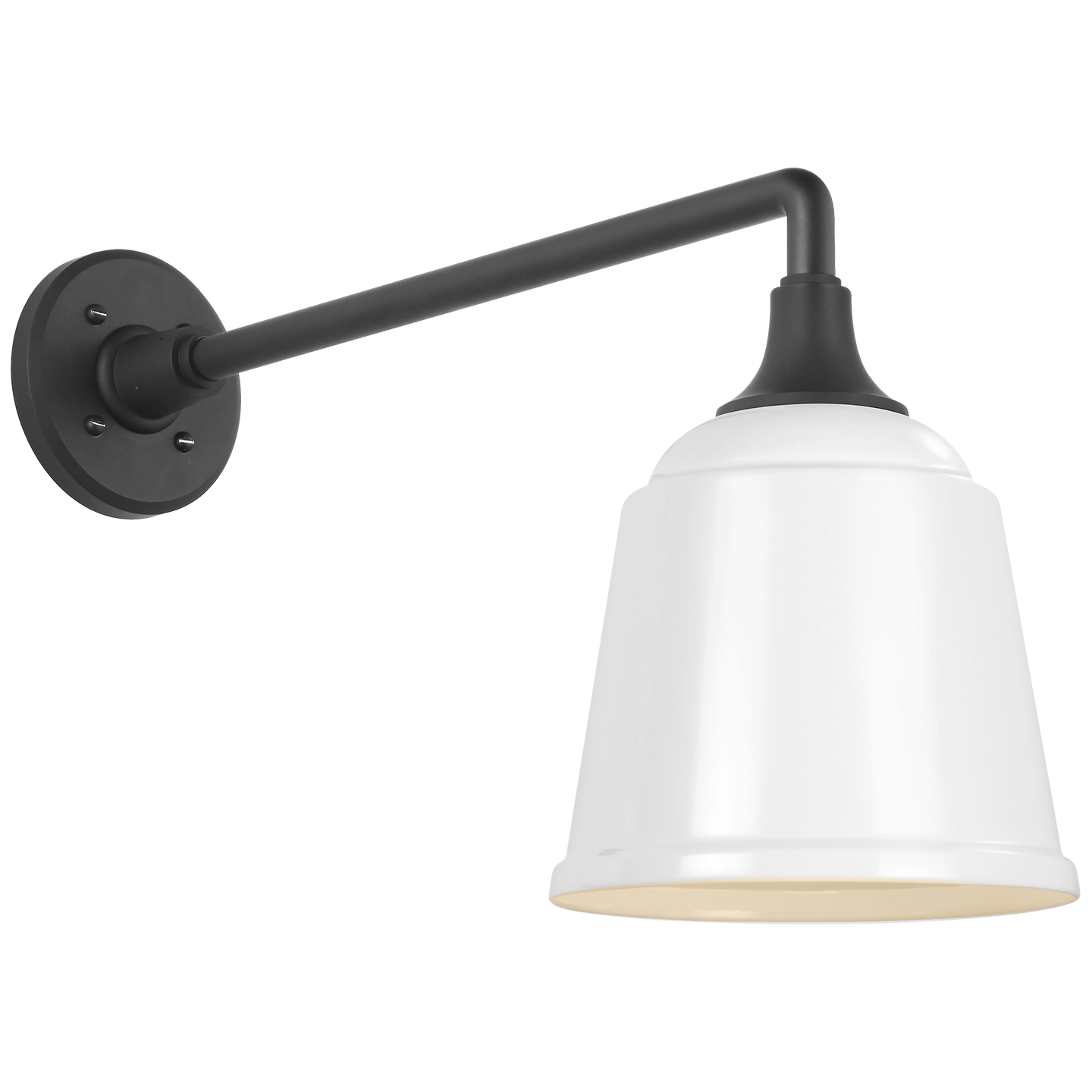 Academy 17.5" Mack Barn Light | Matte Black | 8 | 8" White Rockhouse Shade