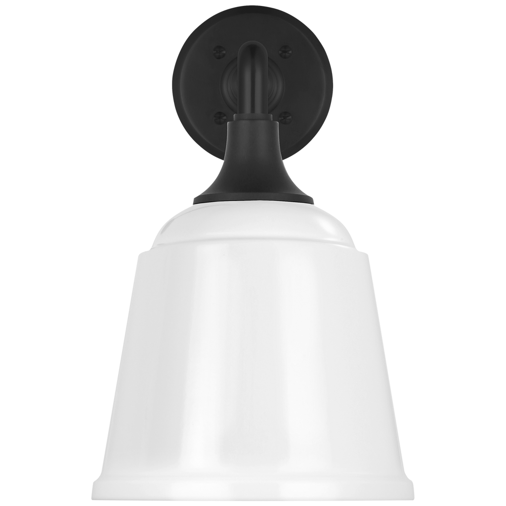 Academy 17.5" Mack Barn Light | Matte Black | 8 | 8" White Rockhouse Shade