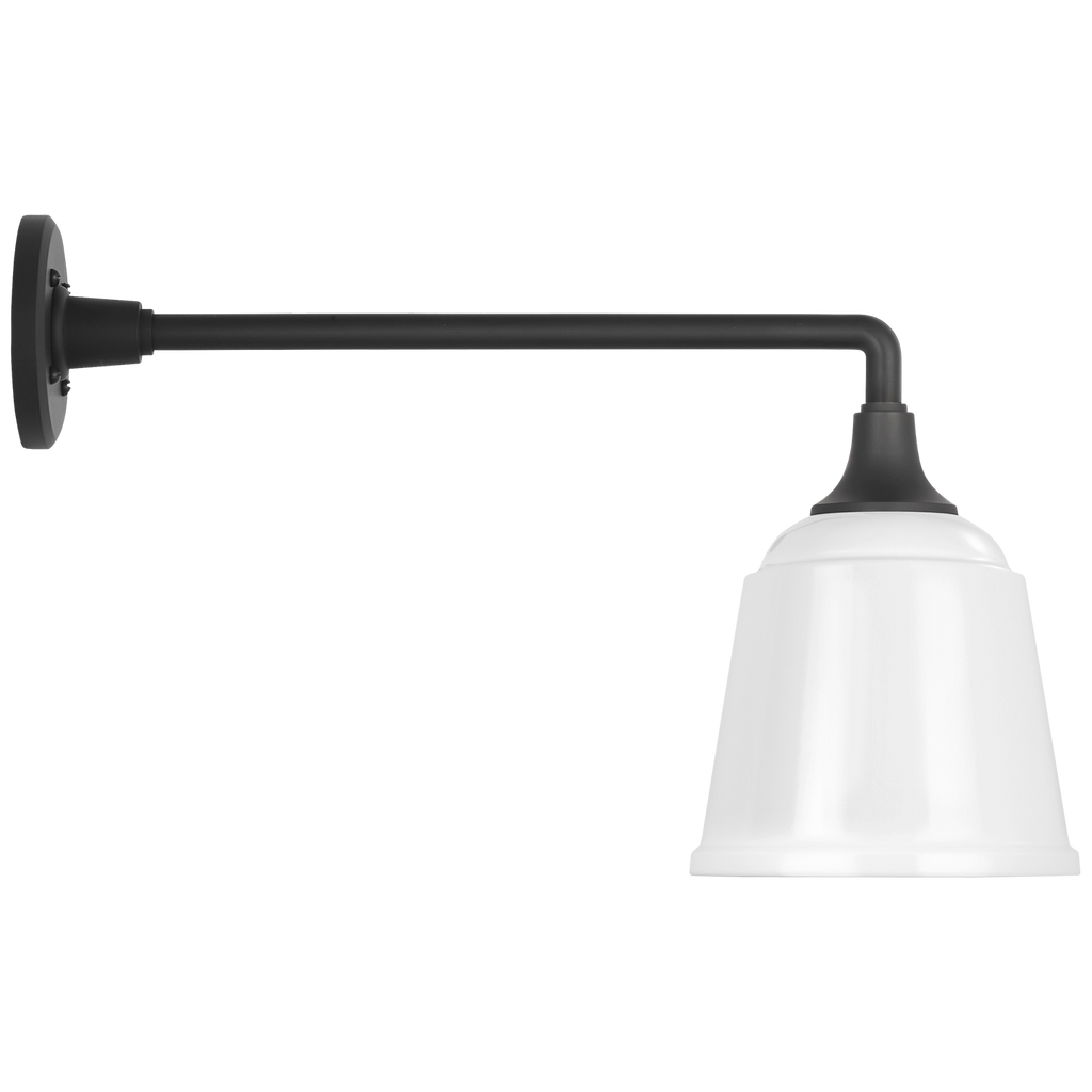 Academy 17.5" Mack Barn Light | Matte Black | 8 | 8" White Rockhouse Shade
