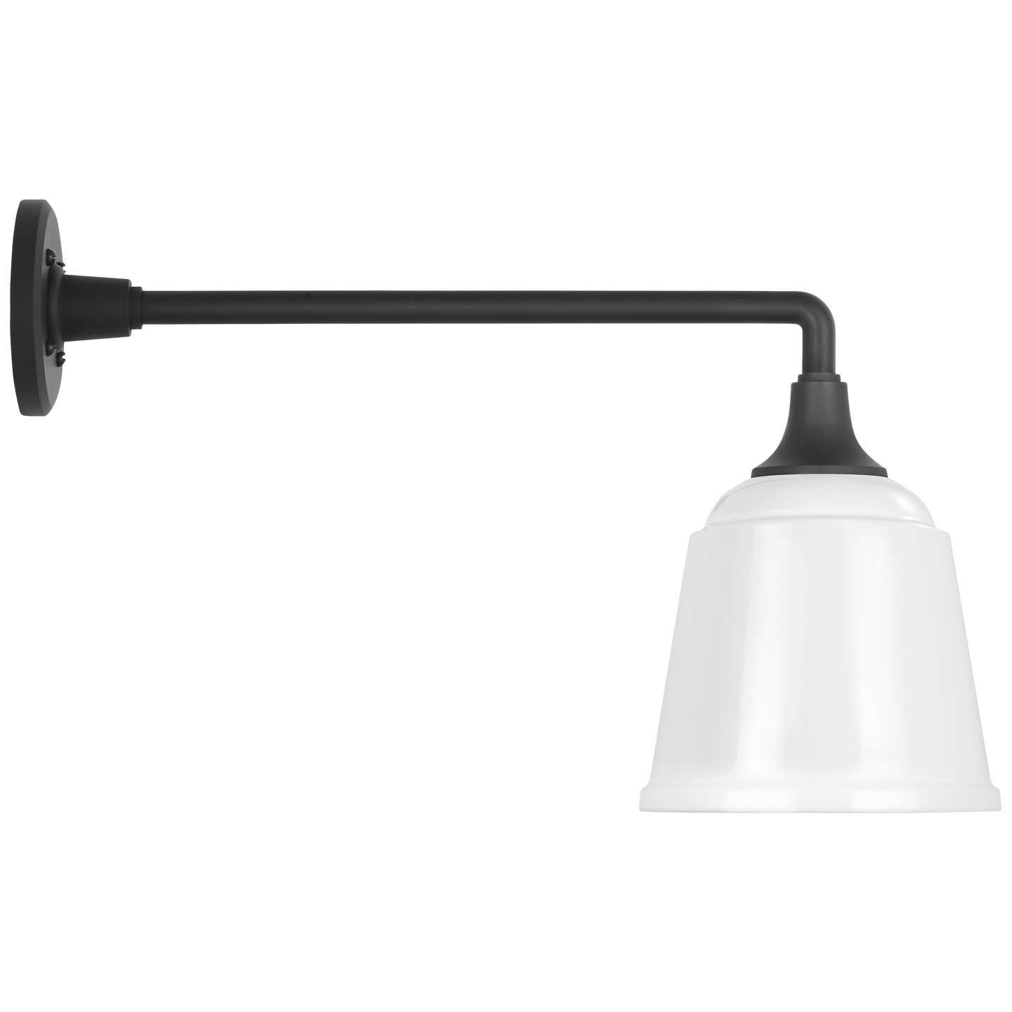 Academy 17.5" Mack Barn Light | Matte Black | 8 | 8" White Rockhouse Shade