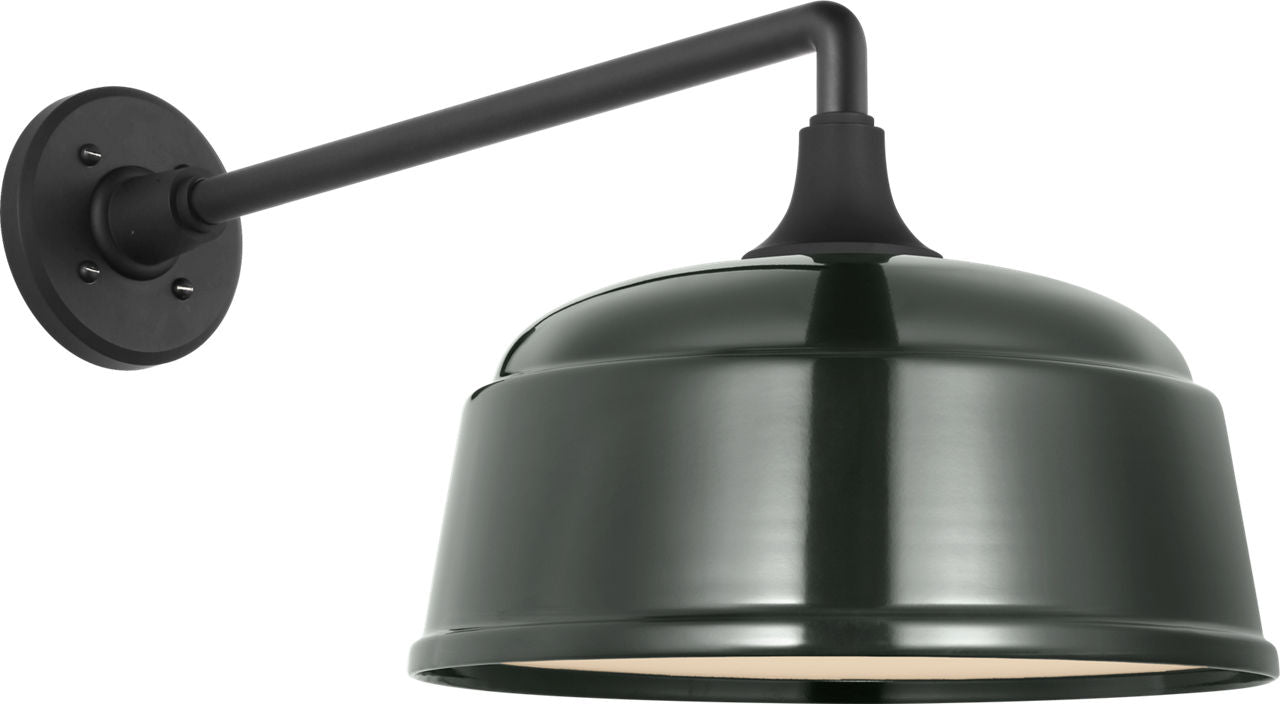Academy 17.5" Mack Barn Light | Matte Black | 12.5 | 12.5" Green Rockhouse Shade