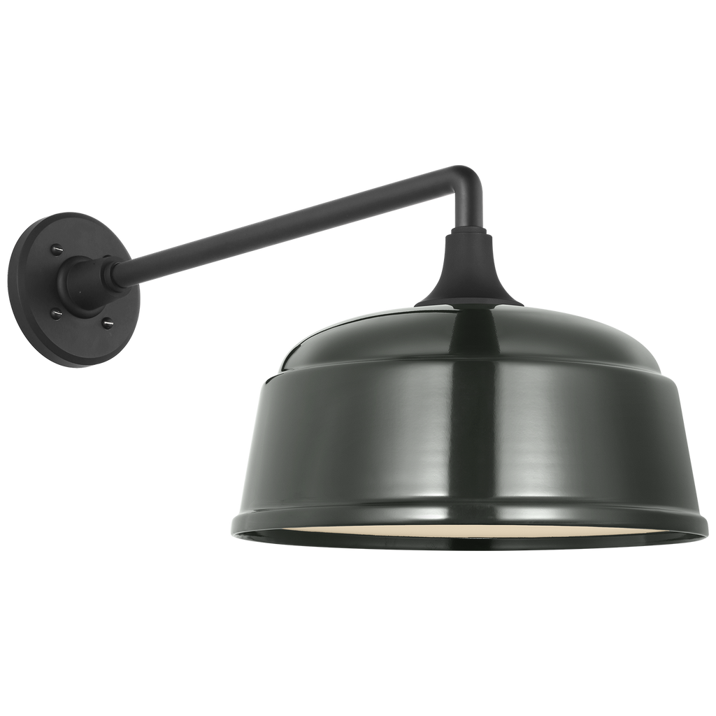 Academy 17.5" Mack Barn Light | Matte Black | 12.5 | 12.5" Green Rockhouse Shade