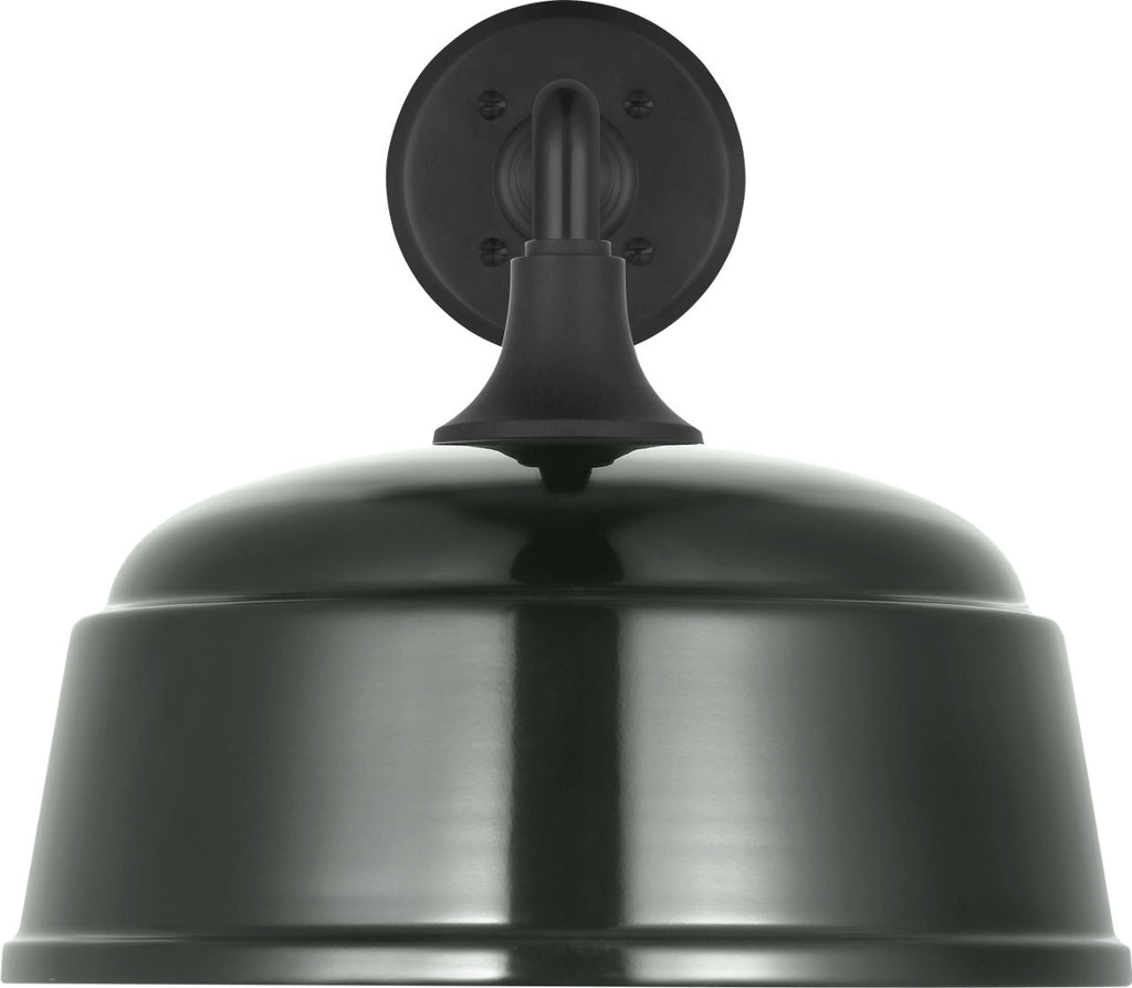 Academy 17.5" Mack Barn Light | Matte Black | 12.5 | 12.5" Green Rockhouse Shade