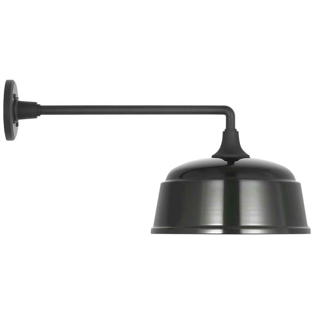 Academy 17.5" Mack Barn Light | Matte Black | 12.5 | 12.5" Green Rockhouse Shade