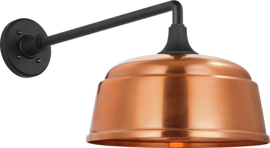 Academy 17.5" Mack Barn Light | Matte Black | 12.5 | 12.5" Soft Copper Rockhouse Shade