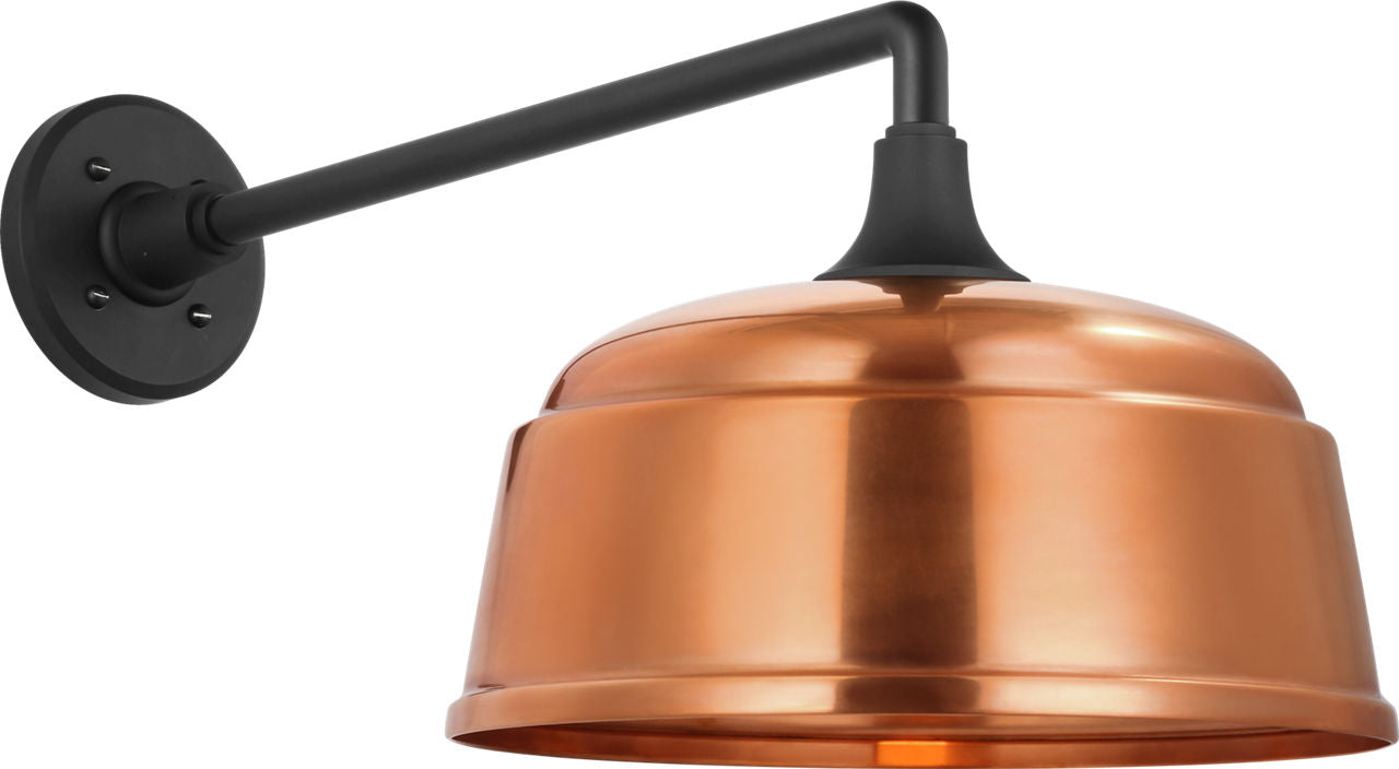 Academy 17.5" Mack Barn Light | Matte Black | 12.5 | 12.5" Soft Copper Rockhouse Shade