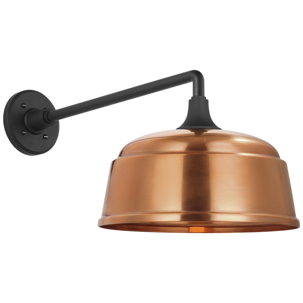 Academy 17.5" Mack Barn Light | Matte Black | 12.5 | 12.5" Soft Copper Rockhouse Shade