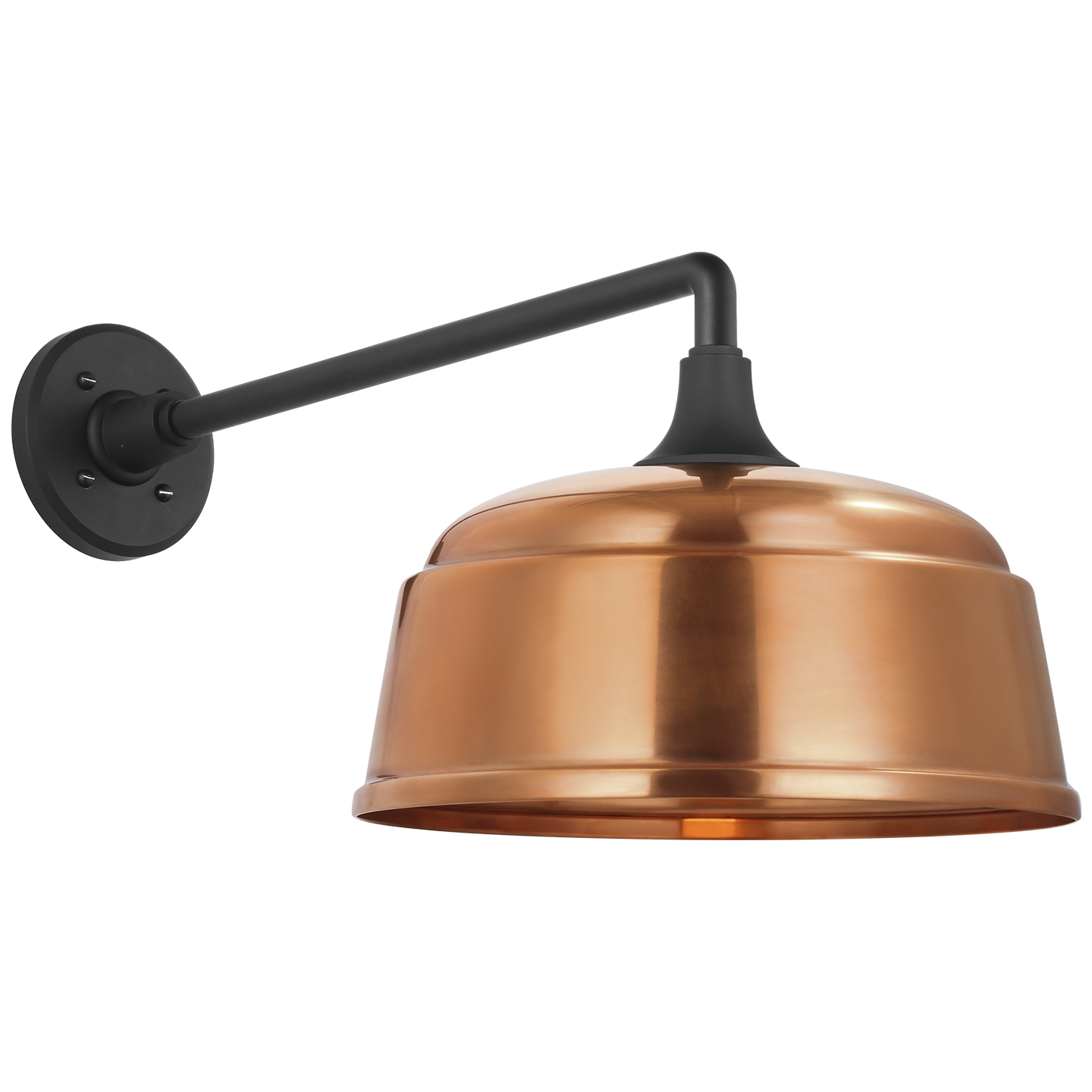Academy 17.5" Mack Barn Light | Matte Black | 12.5 | 12.5" Soft Copper Rockhouse Shade