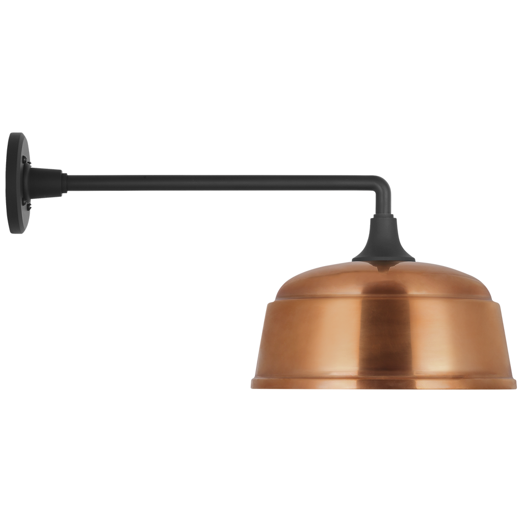 Academy 17.5" Mack Barn Light | Matte Black | 12.5 | 12.5" Soft Copper Rockhouse Shade