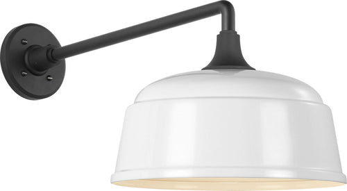 Academy 17.5" Mack Barn Light | Matte Black | 12.5 | 12.5" White Rockhouse Shade